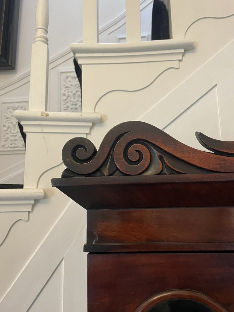 Small Antique Regency Quality Figured Mahogany Secretaire Bookcase - Image 8